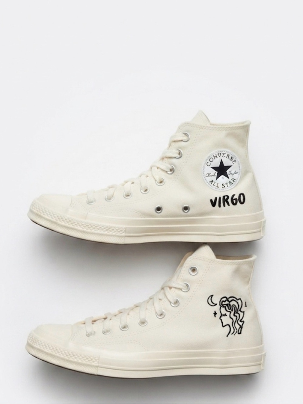 Converse High Top Sneakers in Cream with Black Accents